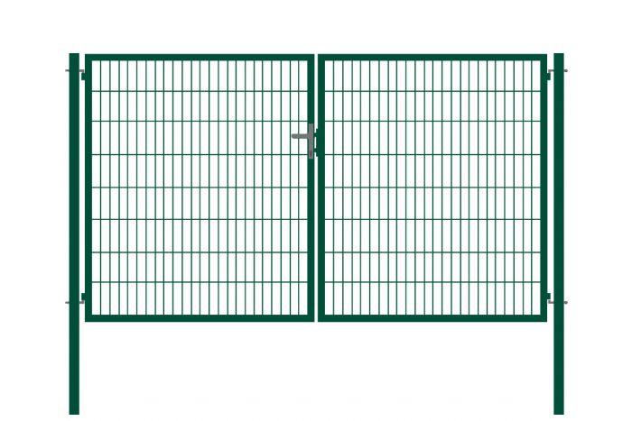 Rohrrahmentor Basic 2-flügelig - Ausführung: grün beschichtet, Höhe: 163 cm, Durchgangslichte: ca. 283 cm