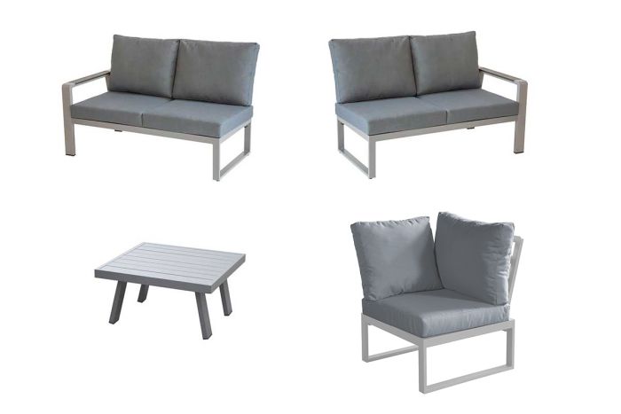 Loungemöbel Lissabon Set 4-teilig - Farbe: graualuminium