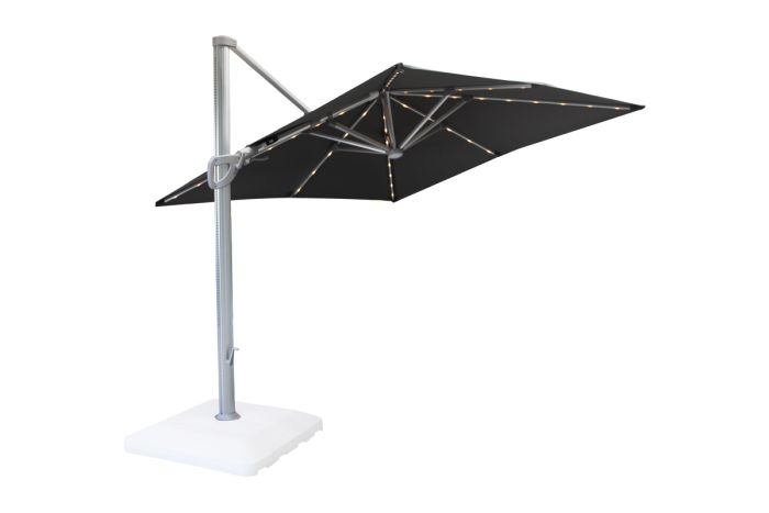 Sonnenschirm Austin mit Solarbeleuchtung aus Aluminium - Abmessungen: 3000 x 3000 mm