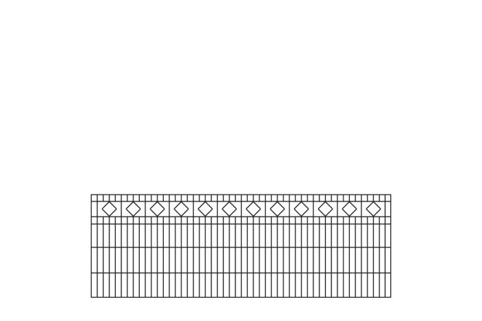 Schmuckzaun Barcelona - Ausführung: anthrazit beschichtet, Höhe: 83 cm, Länge: 251 cm