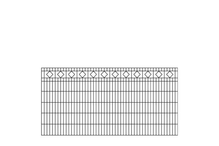 Schmuckzaun Barcelona - Ausführung: anthrazit beschichtet, Höhe: 123 cm, Länge: 251 cm