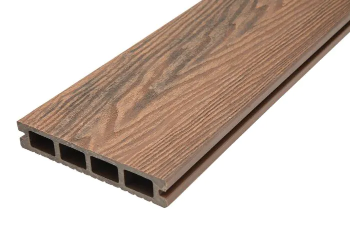 Terrassendielen WPC - Länge: 2900 mm, Querschnitt: 140 x 25 mm, Farbe: Holzoptik dunkelbraun