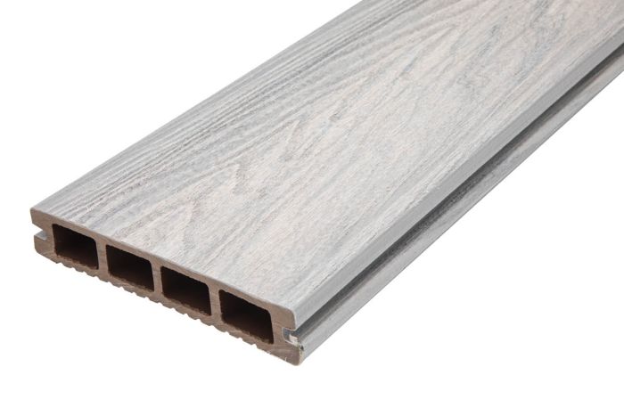 Terrassendielen WPC - Länge: 2900 mm, Querschnitt: 140 x 25 mm, Farbe: Holzoptik hellgrau