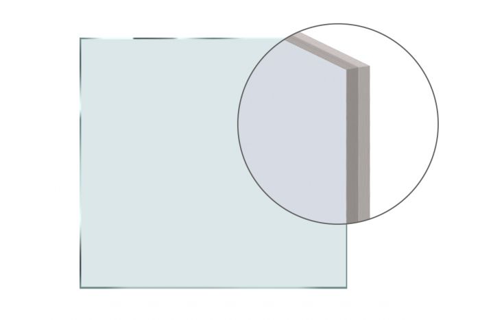 Verbundsicherheitsglas 2 x 10 mm - Ausführung: mit mattweißer Folie, Glasart: ESG, Hinweis: Preis/m²