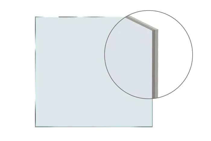Verbundsicherheitsglas 2 x 4 mm - Ausführung: mit mattweißer Folie, Glasart: ESG, Hinweis: Preis/m²