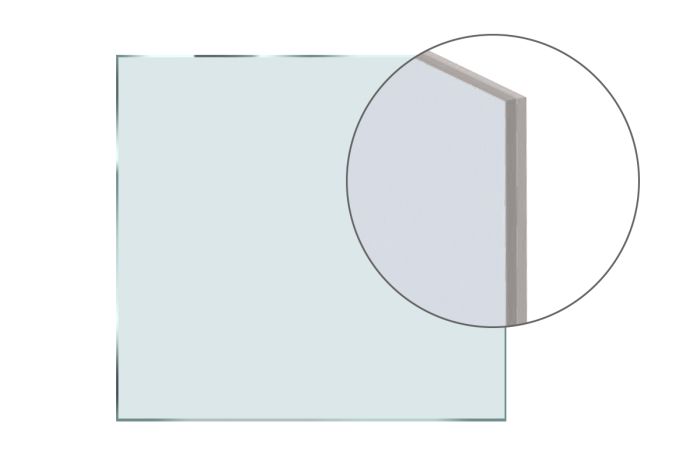 Verbundsicherheitsglas 2 x 5 mm - Ausführung: mit mattweißer Folie, Glasart: ESG, Hinweis: Preis/m²