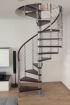 Spindeltreppe Innamincka Top - Holzart: Buche dunkel, Durchmesser: 138 cm, Metallfarbe: chrom, Abverkauf  