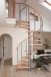 Spindeltreppe Innamincka Top - Holzart: Buche hell, Durchmesser: 128 cm, Metallfarbe: chrom, Abverkauf  