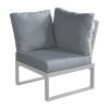 Loungeecksofa Lissabon aus Aluminium - Aluminiumfarbe: graualuminium, Stofffarbe: dunkelgrau