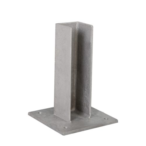 Alu Fußplatte mit Überstand - für Pfosten: 60 x 60 x 3 mm, Grundplatte: 160 x 160 x 10 mm