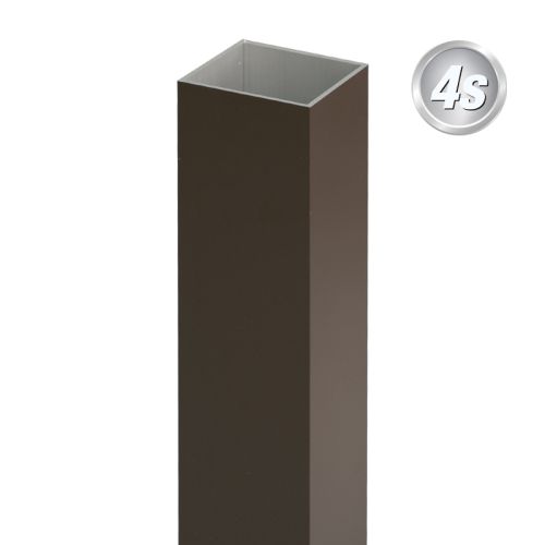 Alu Pfosten 100 x 100 x 4 mm - Farbe: schokobraun, Länge: 125 cm
