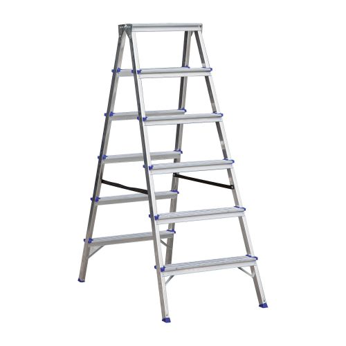 Stehleiter Aluleiter Mod. KDSS - Stufenanzahl: 2 x 6, Höhe der obersten Stufen: 1,29 m