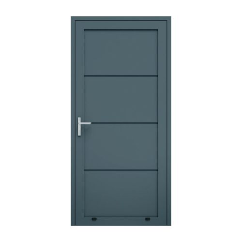 Alu Nebeneingangstür 1-flügelig - Maße: 1000 x 2000 mm (B x H), Farbe: anthrazit RAL 7016, Anschlag: innen rechts - DIN rechts