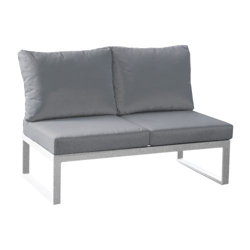 Loungeerweiterung 2 Sitzer Lissabon aus Aluminium - Aluminiumfarbe: graualuminium, Stofffarbe: dunkelgrau