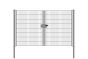 Drahtgittertor 2-flügelig, Durchgangslichte: 264 cm, Gesamtbreite inkl. Pfosten: 276 cm - Ausführung: verzinkt, Höhe: 163 cm