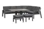 Essgruppe Malaga - bestehend aus 1x Sofa, 1x Sofa rechts, 1x Gartentisch, 2x Hocker