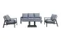 Sitzgruppe Mykonos Set – bestehend aus 2x Gartensessel, 1x Loungesofa, 1x Gartentisch