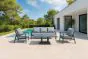 Sitzgruppe Mykonos Set – bestehend aus 2x Gartensessel, 1x Loungesofa, 1x Gartentisch