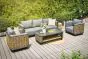 Sitzgruppe Prag 4-teilig aus Aluminium & Rattan - Aluminiumfarbe: schwarz, Stofffarbe: dunkelgrau