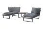 Sitzgruppe Verona 3-teilig bestehend aus 2x Loungesofa 2-Sitzer, 1x Gartentisch – Aluminiumfarbe: anthrazit, Stofffarbe: dunkelgrau