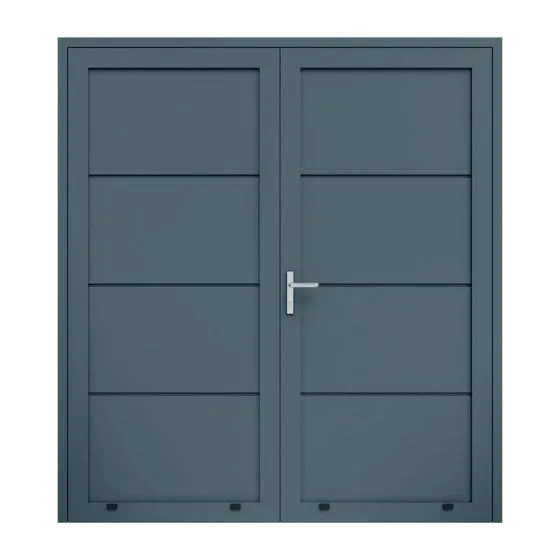 Alu Nebeneingangstür 2-flügelig - Maße: 2000 x 2000 mm (B x H), Farbe: anthrazit RAL 7016, Anschlag: innen links - DIN links