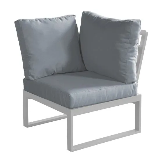 Loungeecksofa Lissabon aus Aluminium - Aluminiumfarbe: graualuminium, Stofffarbe: dunkelgrau
