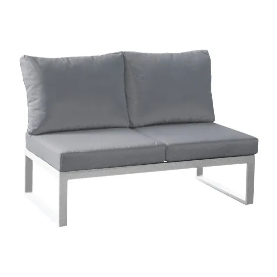 Loungeerweiterung 2 Sitzer Lissabon aus Aluminium - Aluminiumfarbe: graualuminium, Stofffarbe: dunkelgrau