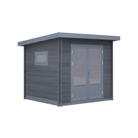 WPC Gartenhaus Waldblick - Länge: 250 cm, Breite: 250 cm, Höhe: 239 cm, Farbe: dunkelgrau 