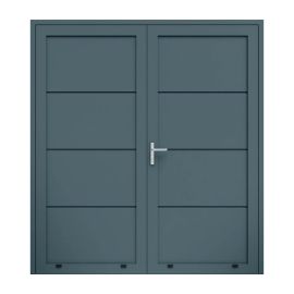 Alu-Nebeneingangstür 2-flügelig DIN rechts – Farbe: anthrazit, Breite: 200 cm, Höhe: 210 cm