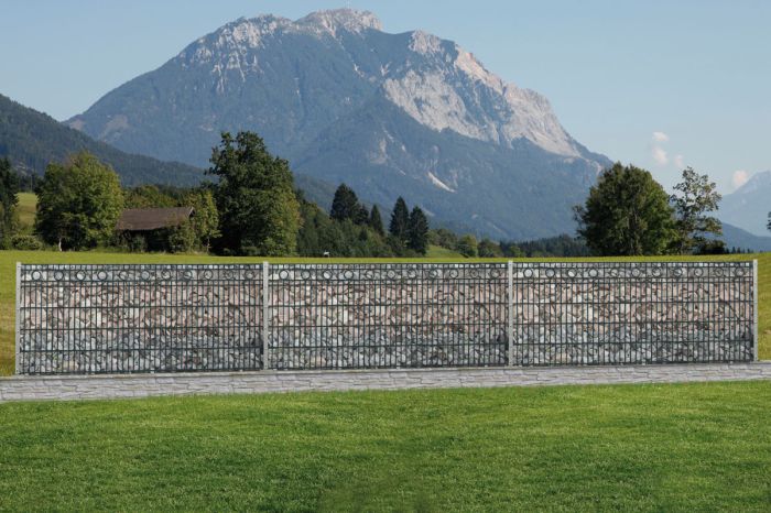 Gabionenwand Rom - Ausführung: grün beschichtet, Höhe: 103 cm, Länge: 251 cm