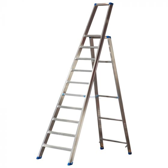 Alu-Stufen Stehleiter Mod. PL - Stufenanzahl: 10, Gesamthöhe mit Bügel: 2,78 m