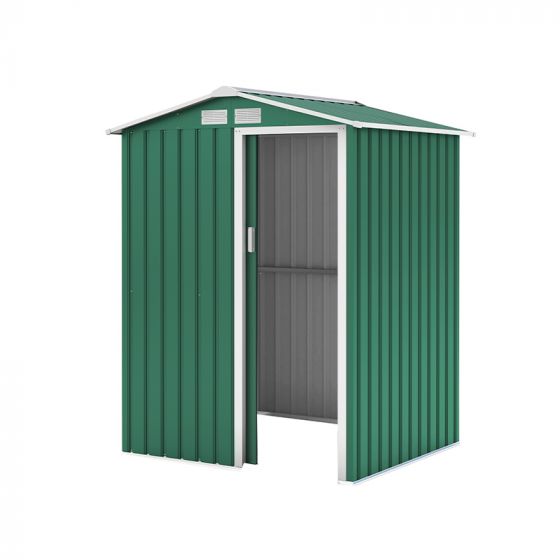 Gerätehaus Kompakt 1, Farbe: grün, Dachlänge: 1550 mm, Dachbreite: 1300 mm, Gesamthöhe: 1860 mm