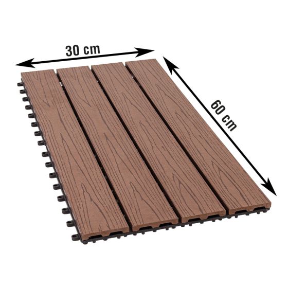 Terrassenfliese WPC Rhodos - Abmessungen: 300 x 600 mm