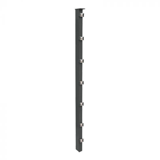 Zaunpfosten Mod. P - Ausführung: anthrazit beschichtet, für Zaunhöhe: 183 cm, Länge: 240 cm, Befestigungspunkte: 10