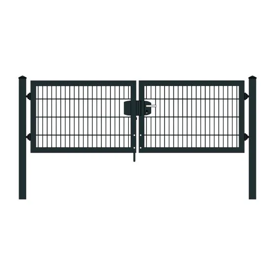 Rohrrahmenflügeltor 2-flügelig - Ausführung: anthrazit beschichtet, Höhe: 83 cm, Durchgangslichte: 250 cm