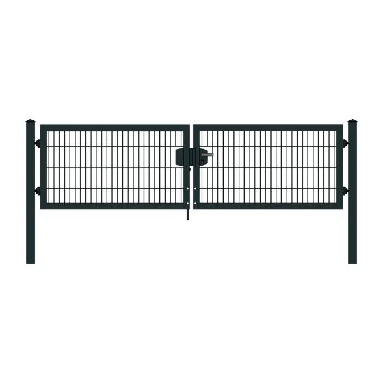 Rohrrahmenflügeltor 2-flügelig - Ausführung: anthrazit beschichtet, Höhe: 83 cm, Durchgangslichte: 300 cm