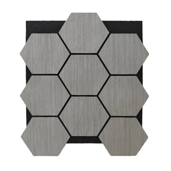 Akustikpaneele mit Hexagon - Modell: Eiche grau, Maße: 810 x 661 x 18 mm, Stück: 4, Packungsinhalt: ca. 2,14 m²