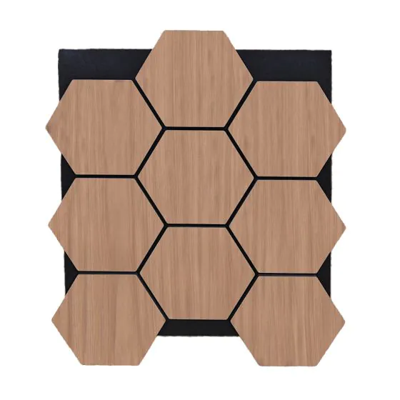 Akustikpaneele mit Hexagon - Modell: Kirsche, Maße: 810 x 661 x 18 mm, Stück: 4, Packungsinhalt: ca. 2,14 m²