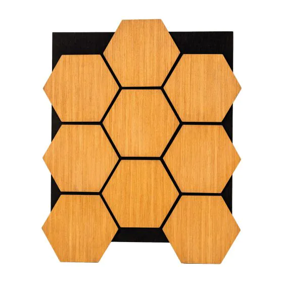 Akustikpaneele mit Hexagon - Modell: Kirsche, Maße: 810 x 661 x 18 mm, Stück: 4, Packungsinhalt: ca. 2,14 m²