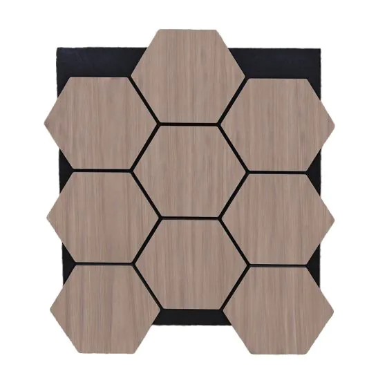 Akustikpaneele mit Hexagon - Modell: Mittelbraun, Maße: 810 x 661 x 18 mm, Stück: 4, Packungsinhalt: ca. 2,14 m²