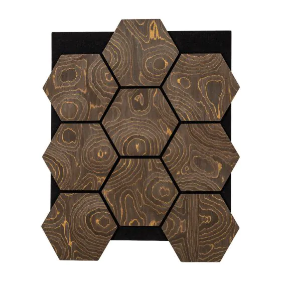 Akustikpaneele mit Hexagon - Modell: Schwarz mit Dekor, Maße: 810 x 661 x 18 mm, Stück: 4, Packungsinhalt: ca. 2,14 m²