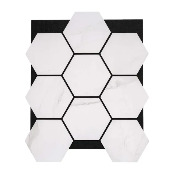 Akustikpaneele mit Hexagon - Modell: Weißer Marmor PVC, Maße: 810 x 661 x 18 mm, Stück: 4, Packungsinhalt: ca. 2,14 m²