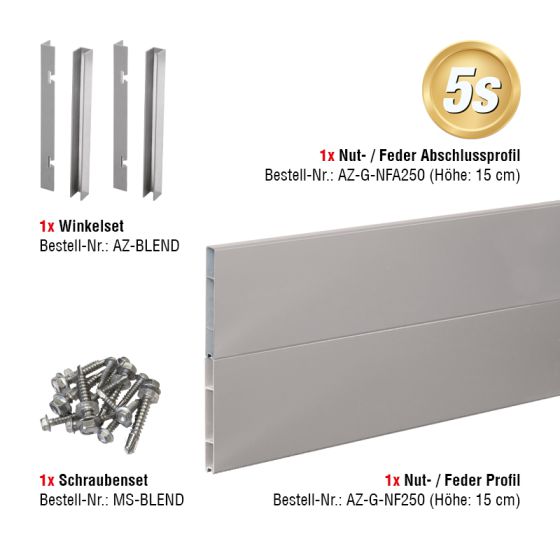 Stirnseitige Verblendung für Balkone KOMPLETTSET - Farbe: dunkelgrau 5S