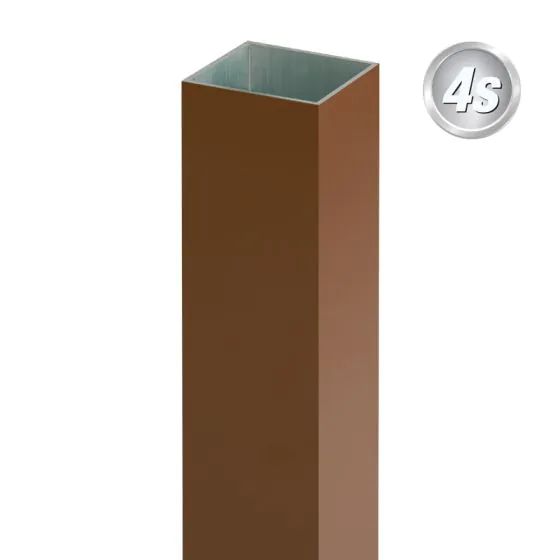Alu Pfosten 100 x 100 x 4 mm - Farbe: braun, Länge: 125 cm