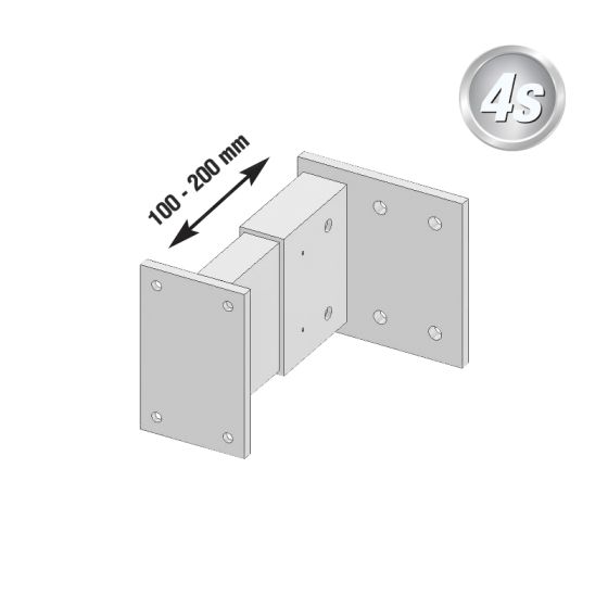 Alu Fußplatte für Pfosten 100 x 100 mm, stirnseitig, Wand - Farbe: grau