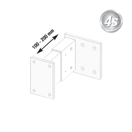 Alu Fußplatte für Pfosten 100 x 100 mm, stirnseitig, Wand - Farbe: weiß