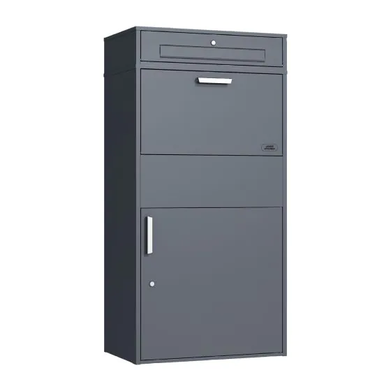 Briefkasten inkl. Paketfach Mod. 72A – Farbe: anthrazit, Breite: 72 cm, Höhe: 150 cm, Tiefe: 45 cm