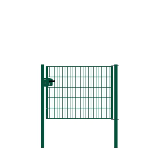 Drahtgittertor 1-flügelig, Durchgangslichte: 134 cm, Gesamtbreite inkl. Pfosten: 146 cm - Ausführung: grün beschichtet, Höhe: 103 cm