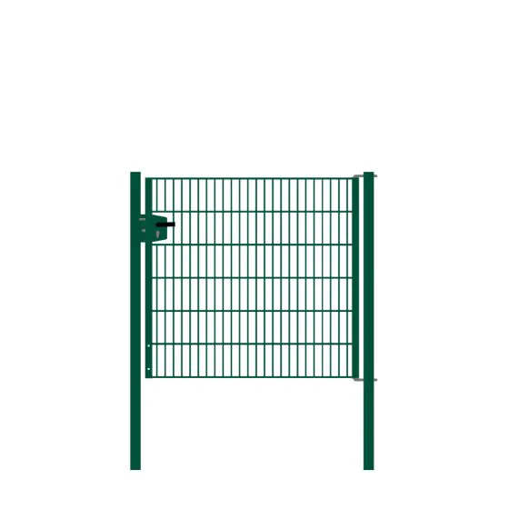 Drahtgittertor 1-flügelig, Durchgangslichte: 134 cm, Gesamtbreite inkl. Pfosten: 146 cm - Ausführung: grün beschichtet, Höhe: 123 cm
