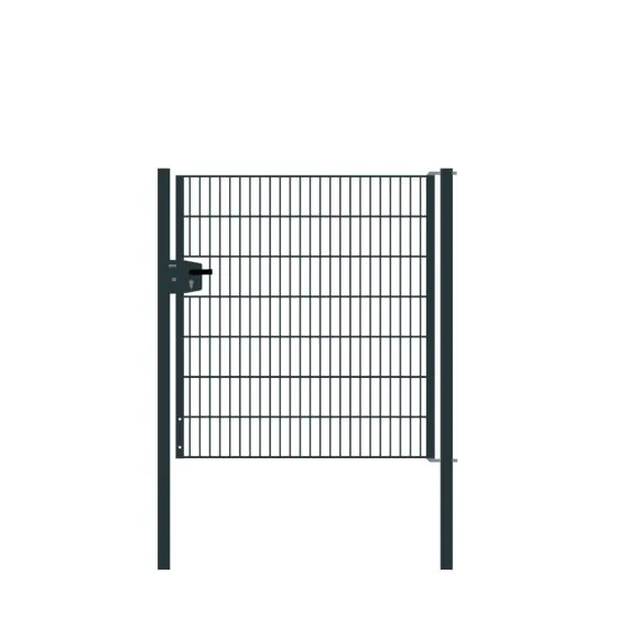 Drahtgittertor 1-flügelig, Durchgangslichte: 134 cm, Gesamtbreite inkl. Pfosten: 146 cm - Ausführung: anthrazit beschichtet, Höhe: 143 cm